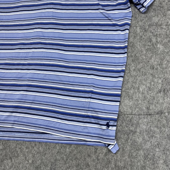 Polo Ralph Lauren Polo Shirt Mens Medium Blue Stripe Pima Cotton Golf Casual - Picture 8 of 16